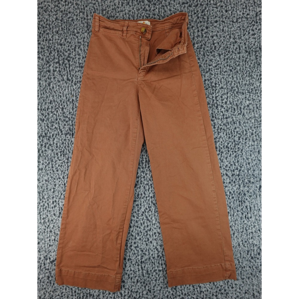 Marine Layer Allison Wide Leg Pants Womens 4 Rust Orange High Rise Twill